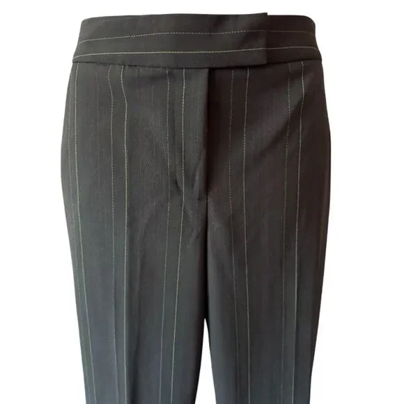 Anne Klein Black Pantsuit With Green & purple Pinstripes Size 6 - Picture 8 of 17